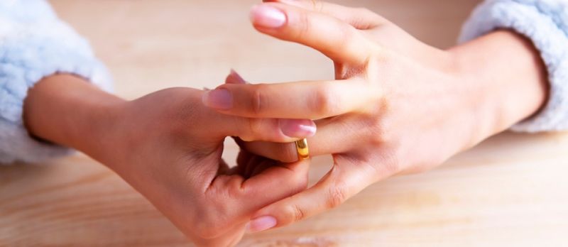 femme, prendre, de, anneau, divorce, concept