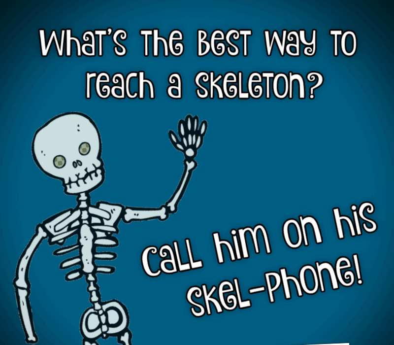 Che cosa's the best way to reach a skeleton? Call him on his skel-phone!